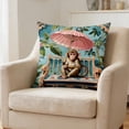 thumbnail image 2 of Chinoiserie Throw Pillow Covers 18x18 Inch, Floral Blue & White Porcelain Palace Peacock Monkey Decorative Pillow Cases, 2 of 6