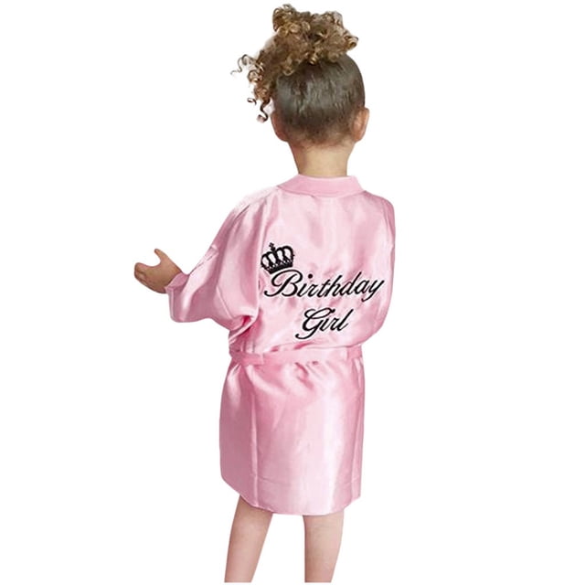 Ketyyh-chn99 Tunique pour Filles, Col Rond, Manches Longues, Douce, Robe de Bain en Satin de Soie pour Anniversaire, Rose