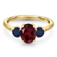 thumbnail image 3 of Gem Stone King 10K Yellow Gold Red Rhodolite Garnet and Blue Sapphire Engagement Ring for Women | 2.05 Cttw | Oval 8X6MM | Gemstone January Birthstone | Size 7, 3 of 6