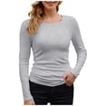 thumbnail image 1 of Haut Mode Ample Col Rond - Couleur Unie, Manches Longues, Nylon Spandex, pour Décontracté, Quotidien, Bureau, 1 of 4