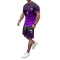 thumbnail image 4 of SHIXIAOO Men's 2025 Summer Tracksuit Plus Size Short Sleeve O Neck Athletic Suit Casual Color Block Drawstring Waist Tracksuit Set Men's Suits Slim Fit Modern Chef Suit for Men, 4 of 6