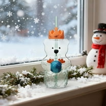 Bear Cute Mugs, Coffee Beer Wine Cocktail Drinks Glassware, Cute Bear Glass Cup with Straw, Bears Coffee Cup