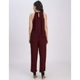 thumbnail image 3 of Moomaya Women's Halter Neck Co-Ord Set | 2-Piece Sleeveless Top & Palazzo Pants | Crinkle Rayon Chic Loungewear With Pockets | Casual Summer Outfit, 3 of 8
