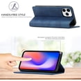 thumbnail image 4 of Case Compatible with iPhone 12/iPhone 12 Pro 6.1 inch 2020, Vintage Classic Matte Leather Wallet Case Flip Notebook Style Cover with Magnetic Closure Kickstand Card Slots - Dark Blue, 4 of 15