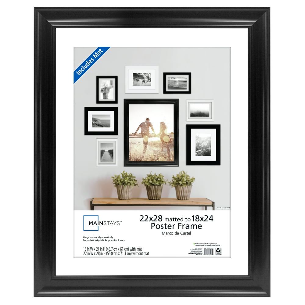 Mainstays 22x28 Matted to 18x24 Wide Poster and Picture Frame, Black