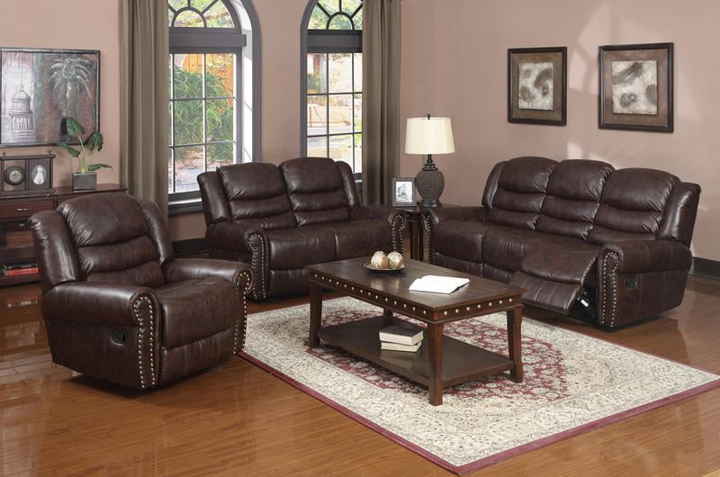 bonded leather reclining sofa set