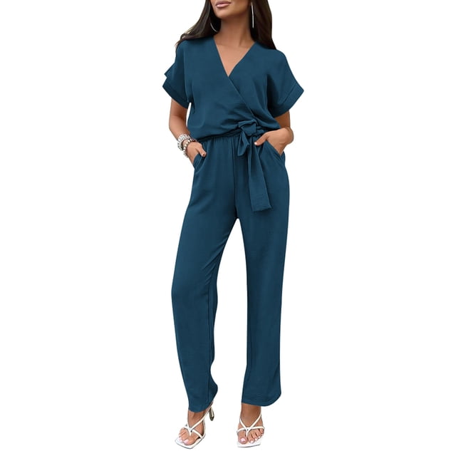 Mono Enterizo PRETTYGARDEN Mujer Manga Corta Escote en V Talle M