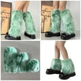 thumbnail image 2 of Women Furs Leg Warmer Winter Furry Long Boot Cuffs Fuzzy Shoe Cover Party Costume for Holiday Festival Performances Play, 2 of 9