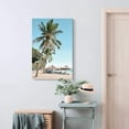 thumbnail image 4 of Beach Seaside Canvas Wall Art: Coastal Coconut Trees Painting Ocean Swing Hanging on Palm Tree Picture Seascape Sunset Artwork Decor for Living Room Bathroom 16" x 12", 4 of 6