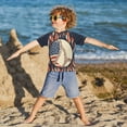 thumbnail image 3 of FORMRS Boys Rash Guard with Short Sleeves UPF 50+ Swim Shirts Sizes 3-12T, Baseball Pattern, 3 of 6