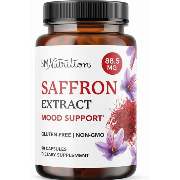 Saffron Supplements 88.5mg | 3-Month Supply | Pure Saffron Extract Capsules for Mood, Focus, Eye Health & Energy Balance Support | Gluten-Free & Non-GMO | 90 Capsules