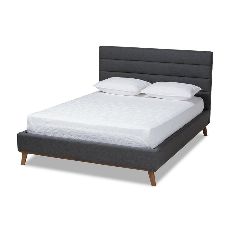 Baxton Studio Erlend Mid-Century Modern Dark Grey Fabric Upholstered Queen Size Platform Bed Baxton Studio Erlend Mid-Century Modern Dark Grey Fabric Upholstered Queen Size Platform Bed