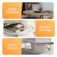 thumbnail image 5 of Easy4Home Lift-Top Coffee Table Round Center Table with Hidden Compartment Storage Shelf, Light Brown & White, 5 of 7