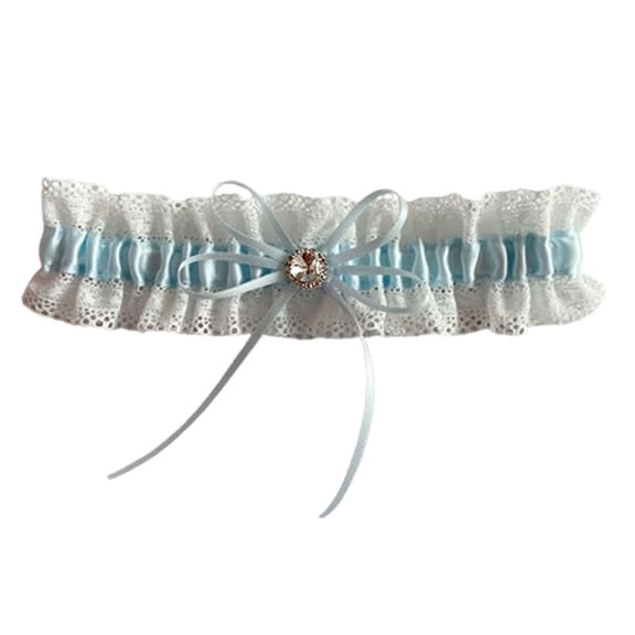 Women Wedding Garters for Bride LSQii Stretchy Lace Ribbon Bow Thigh Garters Belt Elegant Sweet Leg Ring Fashion Accessories Blue