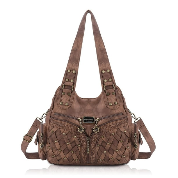 Bolso Hobo Angel Barcelo, amplio y moderno para mujer, color marrón