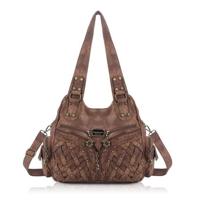 Bolso Hobo Angel Barcelo, amplio y moderno para mujer, color marrón