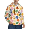 thumbnail image 2 of Balery Groovy Daisy Flowers Pattern Mens Hoodie Kangaroo Pocket Hoodie Pullover Hooded Sweatshirt Ideal for Daily Wear Travel and Home-3X-Large, 2 of 7