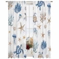 thumbnail image 2 of Sheer Curtains 84 Inches Long, Blue Brown Coastal Light Filtering Window Curtains for Living Room, Nautical Summer Beach Sea Turtle Rod Pocket Voile Sheer Curtain Drapes, 52"W x 84"L, 2 Panels, 2 of 8