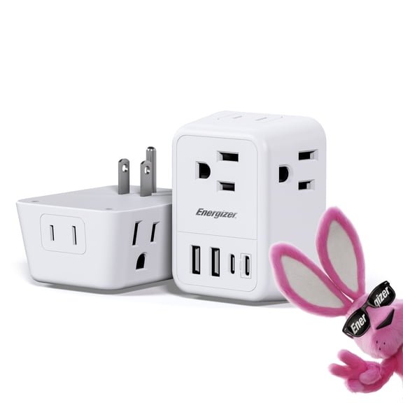 Energizer 8 Device Wall Charger with 4 AC Outlets 2 USB C PD and USB A Fast Charging Multi Port Power Adapter for iPhone Samsung Tablets and USB Devices