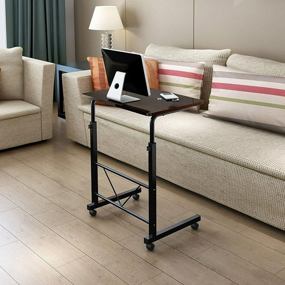 GoDecor Mobile Tray Table, Adjustable Sofa Side Bed Table Laptop Cart Portable Desk with Wheels Laptop Carts,Black