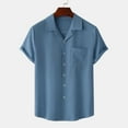 thumbnail image 2 of Mens Plus Size Shirts Men Casual Buttons Solid With Pocket Turndown Short Sleeve Shirt Blouse, 2 of 9