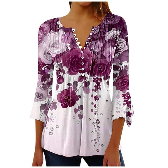 SHE IS My Items Loose Shirts for Women Long Womens Long Sleeve Tops Casual Cotton Fall Blouses for Women Long Sleeve Elegant Basic Cotton V Neck Tees for Women