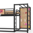 thumbnail image 5 of Full size metal loft bed with basketball hoop, pull-up rings, climbing wall, and built-in bookshelves. Playful childlike design featuring a slide,Yellow, 5 of 20