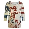 thumbnail image 3 of qipepei 4th of July Clothes for Women American Flag Patriotic T-Shirts Women's Fashion Printed T-shirt Mid-length 3/4 Sleeves Blouse Round Neck Casual Tops, 3 of 4