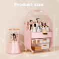 thumbnail image 2 of Makeup Organizer Countertop With Lid And Drawers Large Skin Care Cosmetic Display Case Holder for Vanity Desk Bathroom Storage Box,Pink With Brush Holder, 2 of 10