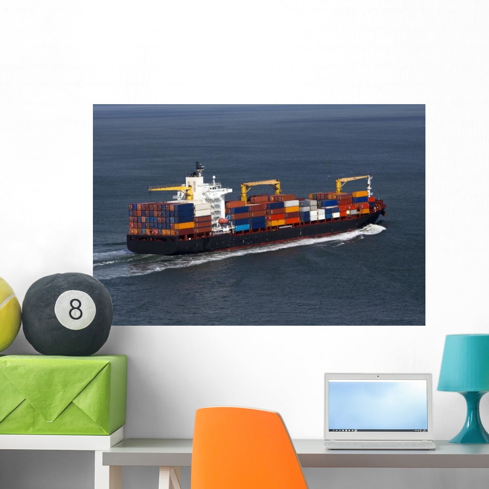 Container Cargo Ship Wall Mural by Wallmonkeys Peel and Stick Graphic ...