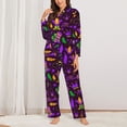 thumbnail image 3 of Wukai Mardi Gra2 Print Women's Pajama Set - Soft Long Sleeve Sleepwear for Comfort and Style-Small, 3 of 9