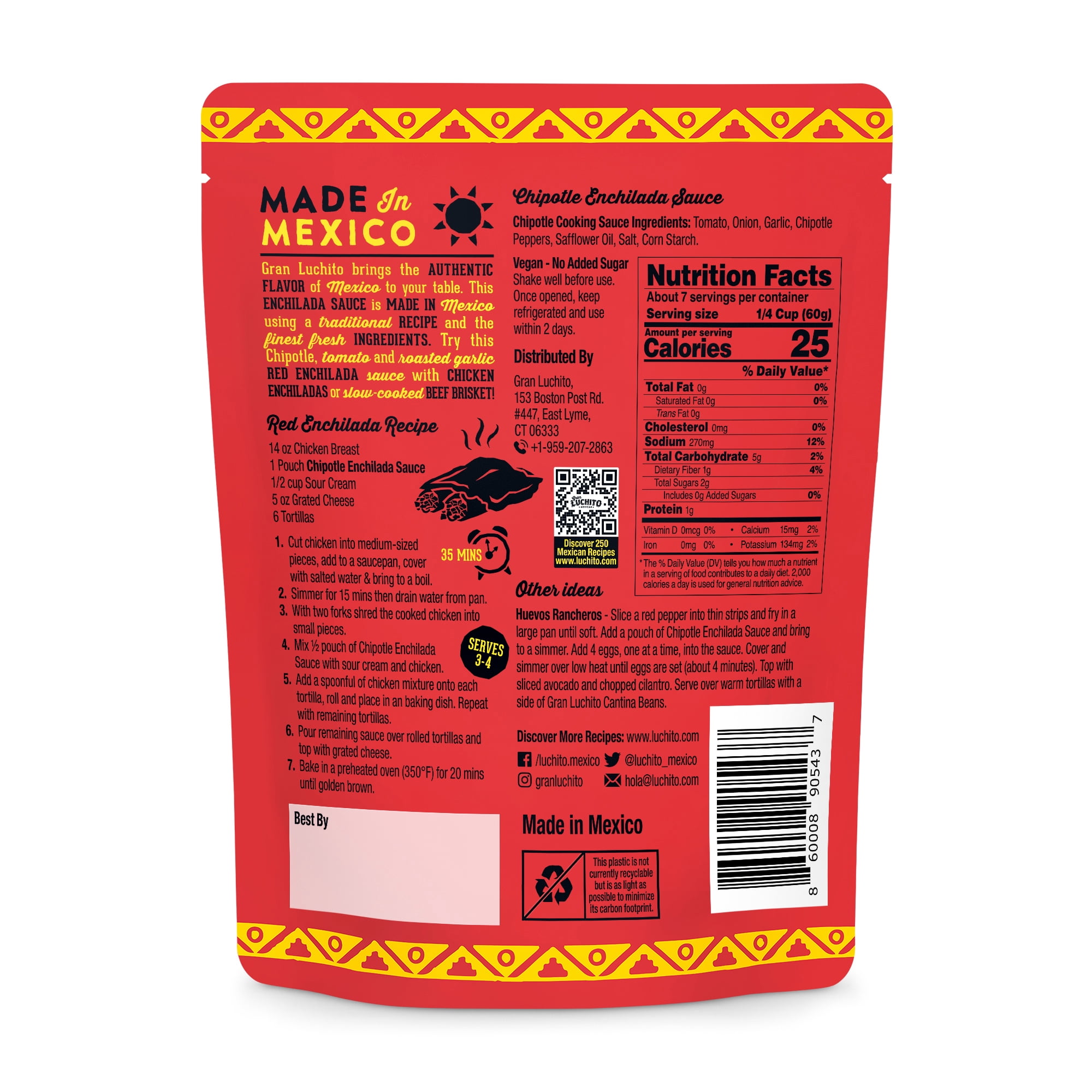 Gran Luchito Mexican Red Enchilada Sauce, 14 oz, Pouch
