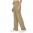 thumbnail image 2 of LIaqionyy Women Cargo Pant with Pockets High Waist Wide Leg Baggy Casual Jogger Running Sweatpants, 2 of 5