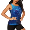 thumbnail image 2 of Wukai Deep Sea Glowing Fishes Print Womens Shorts for Athletic Gym Running Shorts Women Biker Shorts with Phone Pockets -Large, 2 of 7
