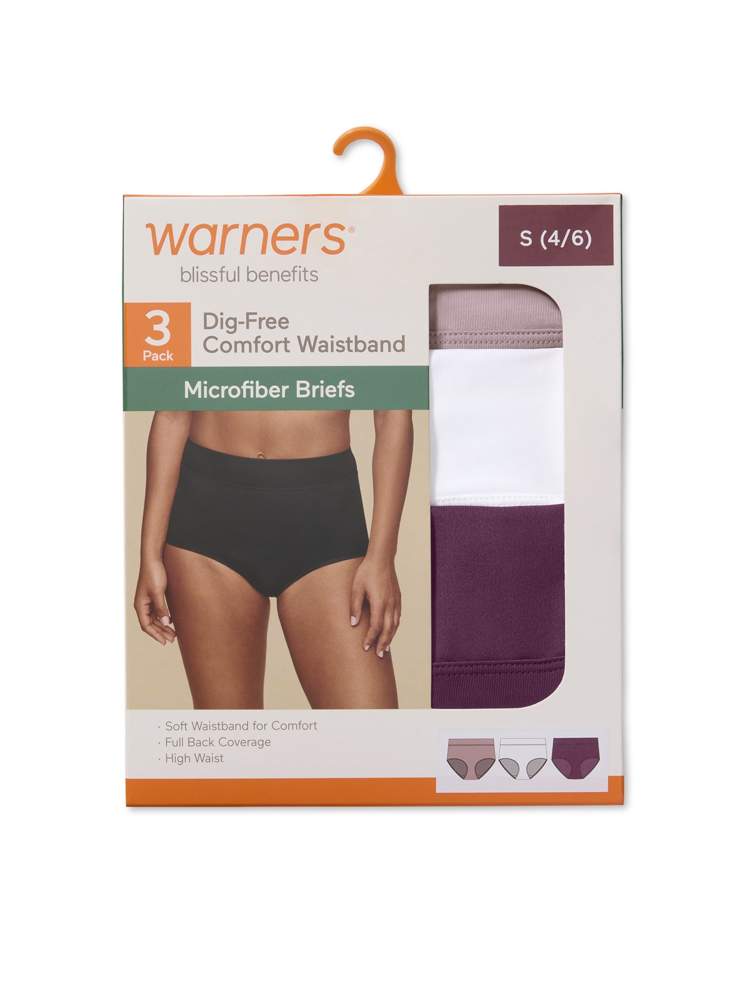 Warners® Blissful Benefits Women's Dig-Free Comfort High Waist Microfiber 3-Pack Brief S-3XL