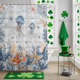 thumbnail image 5 of Shower Curtain, Underwater Ocean Creature Waterproof Shower Curtain Set with Hooks for Bathroom Showers,Stalls and Bathtubs,60x72In Sea Jellyfish Starfish Wood Plank, 5 of 9