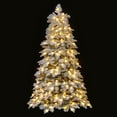thumbnail image 2 of Gymax 6 FT Pre-Lit Artificial Christmas Tree Hinged Snow Flocked Xmas Tree w/ 616 Mixed Branch Tips, 2 of 7
