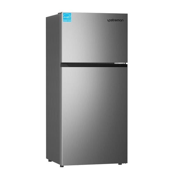 Upstreman 17.6 Cu.Ft. Top Freezer Refrigerator, Stainless Steel Double Door Refrigerator with Adjustable Thermostat Control, Fingerprint-resistant, Auto Defrost, Reversible Door, BD176