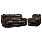 Leighland Reclining Sofa and Recliner Set - Brown