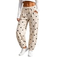 thumbnail image 2 of Fanshiluo Women's Polka Dot Drawstring Jogger Pants, Casual Elastic Waist Sweatpants,Size S-2XL, 2 of 7