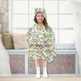 thumbnail image 7 of Dailycode Wearable Blanket Hoodie Oversized Sherpa Flannel Blankets with Pocket for 3-14 Year Old Cute Cartoon Dinosaurs Leaf, 7 of 7