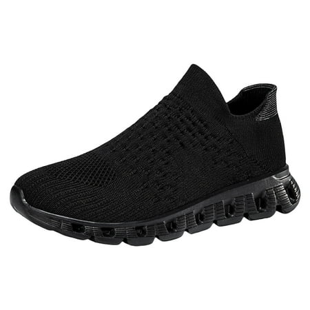 

MIASHUI Walking Shoes Pattern Solid Color Mesh Thick Sole On Casual Shoes Womens Sneakers Black 9