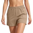 thumbnail image 6 of CFLVAEK Shorts for Women Summer Casual Elastic Waisted Shorts with Pockets Comfy Wide Leg Lounge Workout Shorts Coffee XXL, 6 of 8