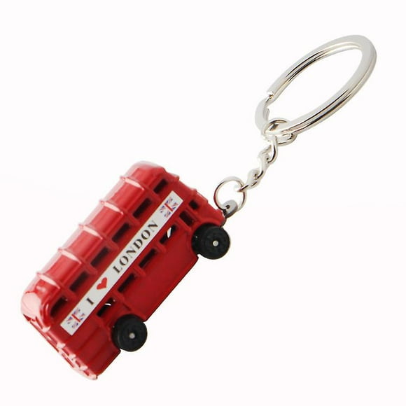 4Pcs Keychain Double Decker Bus Phone Booth Design Souvenir Keyring Travel Souvenirs