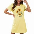 thumbnail image 4 of Sakmal Womens Nightgown Yellow Soft Short House Dress Sunfloral Short Sleeve Nightgowns for Women, 4 of 4