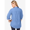 thumbnail image 3 of Roaman's Women's Plus Size Kate Long Sleeve Easy Cotton-Blend Button-Front Shirt, 3 of 6