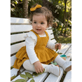 thumbnail image 5 of Loicainy Infant Baby Girls Fall Outfit 3 6 9 12 18 Months Long Sleeve Romper with Overall Dress and Headband Clothes Set, 5 of 9