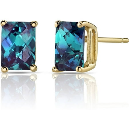 Oravo 2.50 Carat T.G.W. Radiant-Cut Created Alexandrite 14kt Yellow Gold Stud Earrings