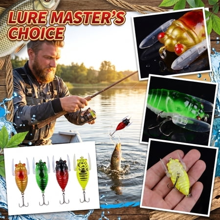 2 Pcs Realistic Cicada Fishing Bait Slow Sinking Design with Durable Hooks Ideal for Bass Trout & Crappie Fishing Essential Fishing Gear for Fishing Enthusiasts