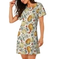 thumbnail image 2 of Easygdp Autumn Pumpkins Leaves Camisón de manga corta para mujer, informal, estampado, 2 of 6